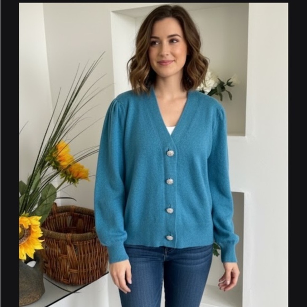 LOFT Blue Knit Cardigan